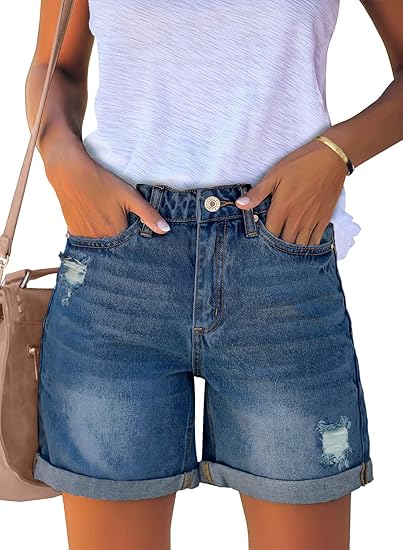 Premium High Waisted Ripped Jean Shorts