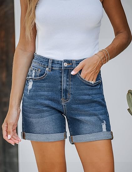Premium High Waisted Ripped Jean Shorts