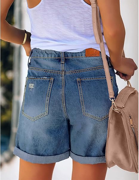 Premium High Waisted Ripped Jean Shorts